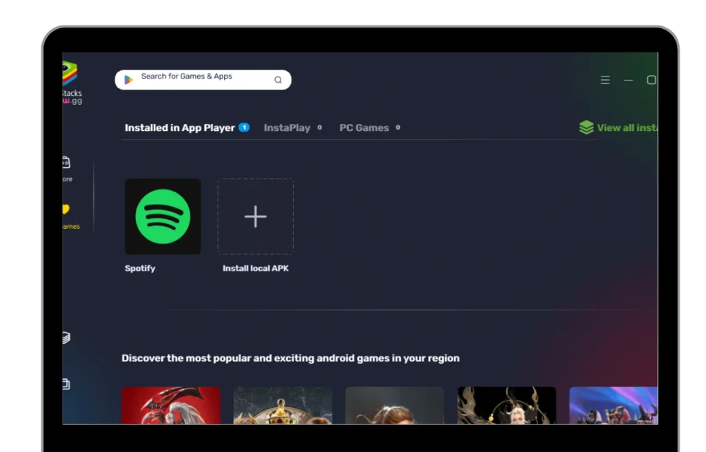 Launching od Spotify into Bluestacks